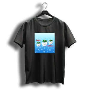 Happy Holidays Cute Blue Cat Christmas Tree Decoration T-Shirt
