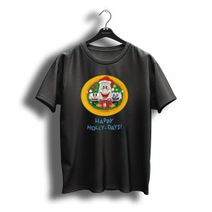 Happy Holly Days Christmas Santa Cuphead And Mugman T-Shirt