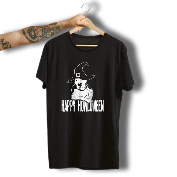 Happy Howloween Pitbull With Witch Hat Halloween T Shirt 1 t shirt 1