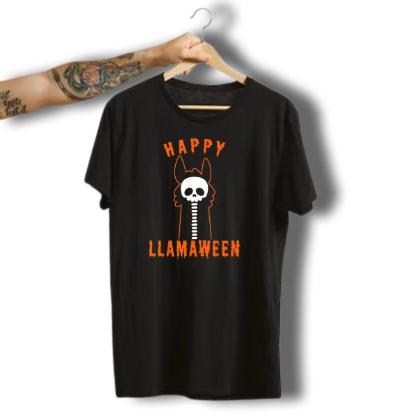 Happy Llamaween Skeleton Halloween Llama T Shirt 1 t shirt 1
