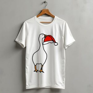 Happy Merry Christmas Santa Hat White Goose Steals T Shirt