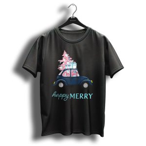 Happy Merry Vintage Car Christmas Tree T-Shirt