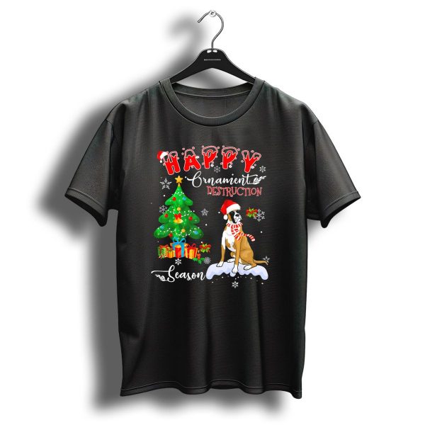 Happy Ornament Destruction Season Boxer Dog Christmas Tree T Shirt 1 t shirt 1