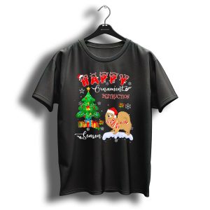 Happy Ornament Destruction Season Pomeranian Dog Christmas Tree T-Shirt