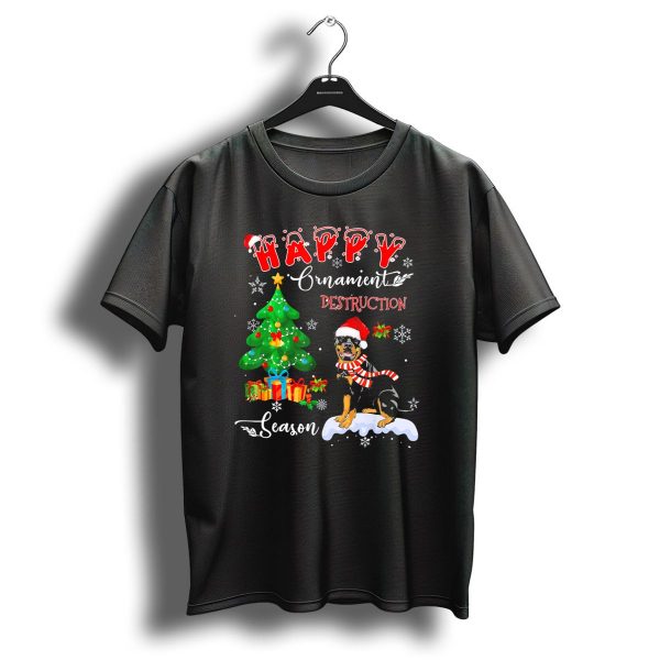Happy Ornament Destruction Season Rottweiler Dog Christmas Tree Snowflake T Shirt 1 t shirt 1