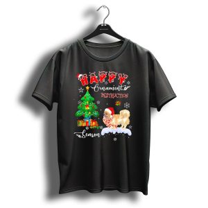 Happy Ornament Destruction Season With Standard Poodle Dog Christmas Scene T-Shirt