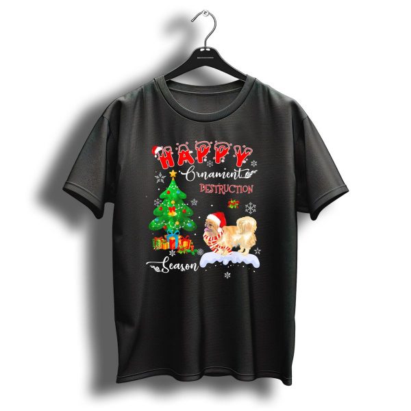 Happy Ornament Destruction Season With Standard Poodle Dog Christmas Scene T Shirt 1 t shirt 1