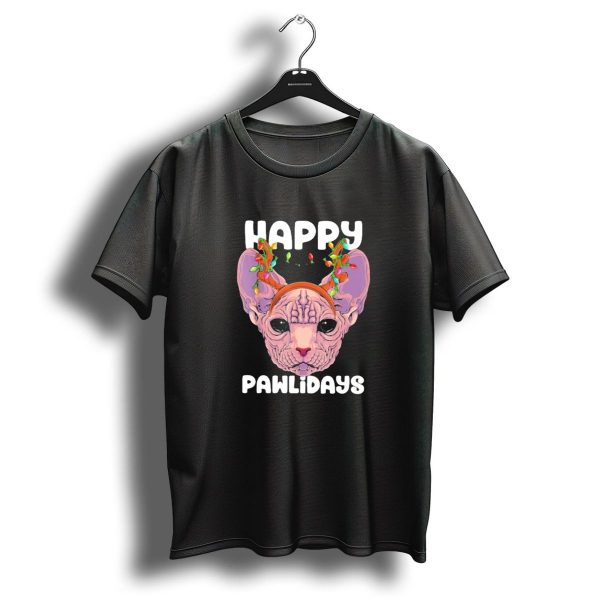 Happy Pawlidays Sphynx Cat With Christmas Lights T Shirt 1 t shirt 1