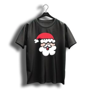 Happy Santa Cartoon Face Icon With Red Christmas Hat T-Shirt