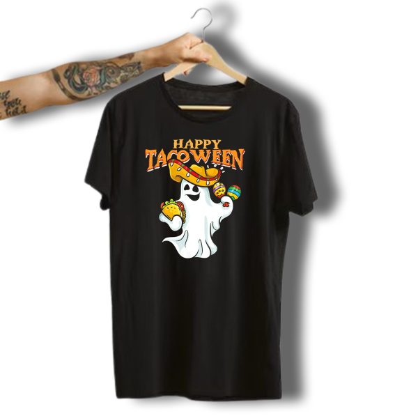 Happy Tacoween Halloween Mexico Mexica Ghost Sombrero Taco Balloon T Shirt t shirt 1
