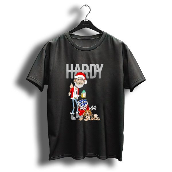Hardy Jim Bob Holiday Christmas Santa With Beer And Reindeer Dog T Shirt 1 t shirt 1