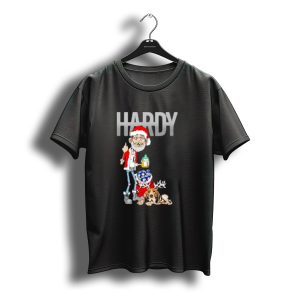 Hardy Jim Bob Holiday Christmas Santa With Beer And Reindeer Dog T-Shirt