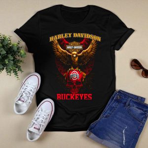 HD Ohio State Buckeyes Motor Cycles Eagle Skull T Shirt