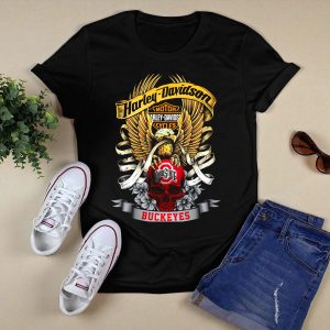 HD Ohio State Buckeyes Motorcycles Skull Eagle Buckeyes T Shirt