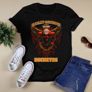 HD Ohio State Buckeyes Motorcycles Wings Skulls T Shirt