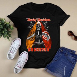 HD Ohio State Buckeyes Skeleton Motocycles T Shirt