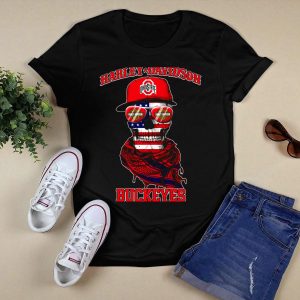 HD Ohio State Buckeyes Usa Flag Skull T Shirt
