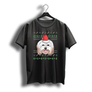 Havanese Dog Santa Claus Hat Ugly Christmas Sweater Paw Bone Tree T-Shirt