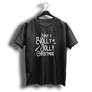 Have A Holly Jolly Christmas With Wine Glass And Bottle Icons T Shirt