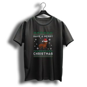 Have A Merry Christmas Dachshund Santa Hat Snowflakes Reindeer T Shirt