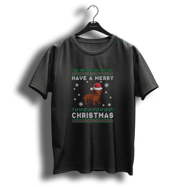 Have A Merry Christmas Dachshund Santa Hat Snowflakes Reindeer T Shirt 1 t shirt 1