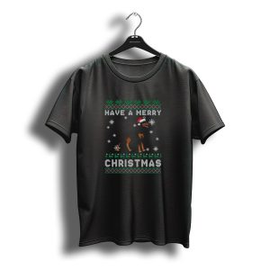 Have A Merry Christmas Doberman Pinscher Santa Hat Snowflakes T-Shirt