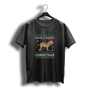Have A Merry Christmas Dogues De Bordeaux Santa Hat Snowflakes Ugly T-Shirt