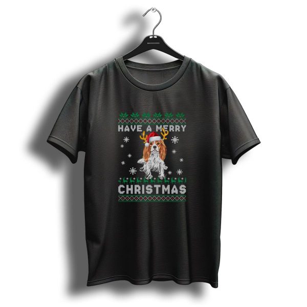 Have A Merry Christmas English Toy Spaniel Santa Hat Reindeer Antlers Snowflakes T Shirt 1 t shirt 1