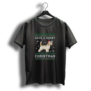 Have A Merry Christmas Grand Basset Griffon Vendee In Santa Hat With Snowflakes T Shirt