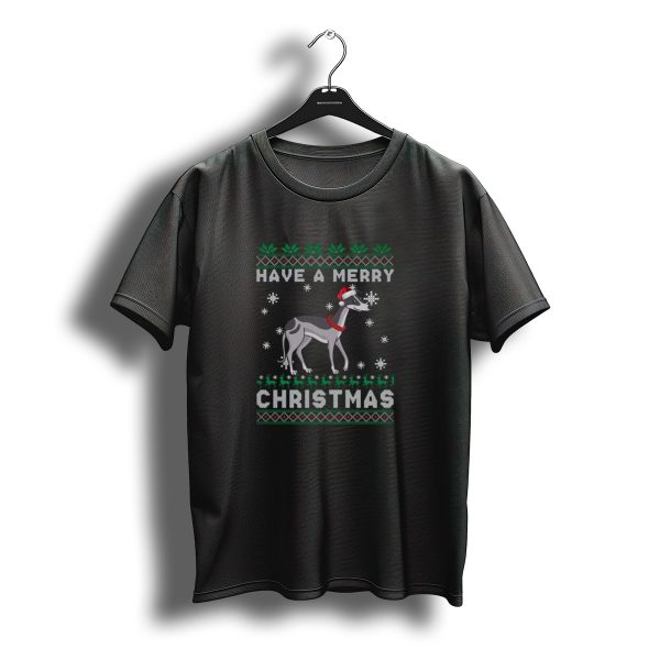 Have A Merry Christmas Greyhound Santa Hat Snowflakes T Shirt t shirt 1