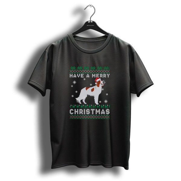 Have A Merry Christmas Irish Red And White Setter With Santa Hat Snowflakes And Festive T Shirt 1 t shirt 1