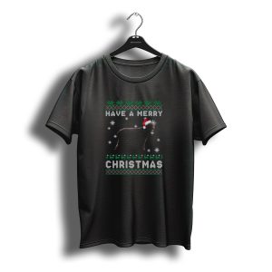 Have A Merry Christmas Irish Water Spaniel Santa Hat Snowflakes T-Shirt