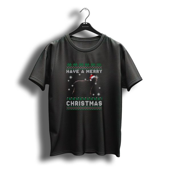Have A Merry Christmas Irish Water Spaniel Santa Hat Snowflakes T Shirt t shirt 1