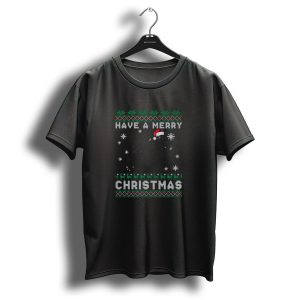 Have A Merry Christmas Kerry Blue Terrier Santa Hat Snowflakes T Shirt