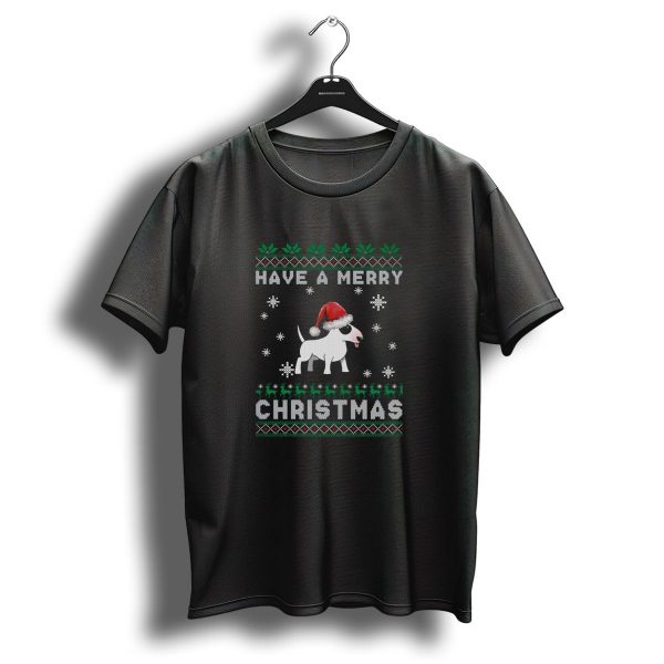 Have A Merry Christmas Miniature Bull Terrier Santa Hat Snowflakes Pet Holiday T Shirt 1 t shirt 1