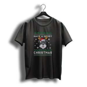 Have A Merry Christmas Miniature Schnauzers Reindeer Antlers Santa Hat Snowflakes T-Shirt