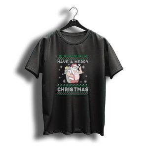 Have A Merry Christmas Santa With Smoke Snowflakes And Reindeer T-Shirt
