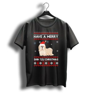 Have A Merry Shih Tzu Christmas Santa Hat T Shirt