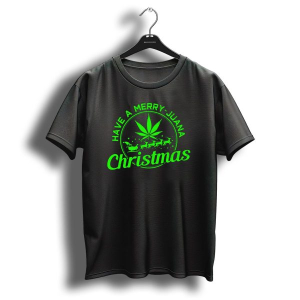 Have A Merryjuana Christmas Weed Stoner Reindeer Sleigh Cannabis Leaf T Shirt 1 t shirt 1