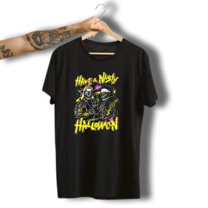 Have A Nasty Halloween Skeleton Warriors Vibrant Neon T-Shirt