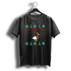 Have A Quacking Christmas Snowflakes Trees Santa Hat Duck T Shirt