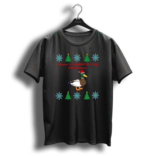 Have A Quacking Christmas Snowflakes Trees Santa Hat Duck T Shirt 1 t shirt 1