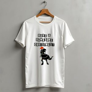 Have A Rawrsome Christmas Dinosaur Wrapped In Festive Lights T Shirt 1