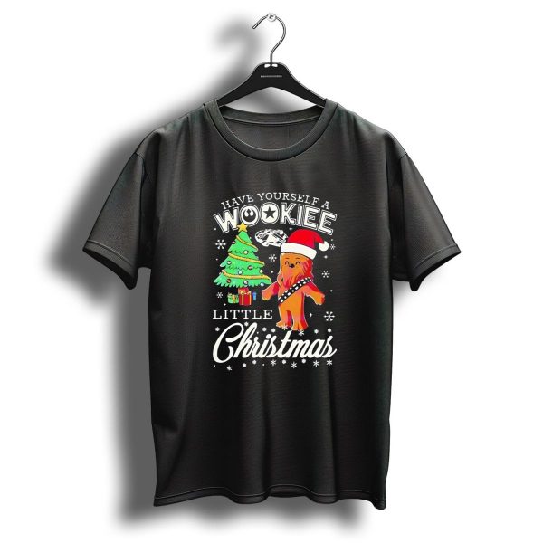 Have Yourself A Wookiee Little Christmas Tree Chewbacca Santa Hat Millennium Falcon Snowflakes T Shirt 1 t shirt 1