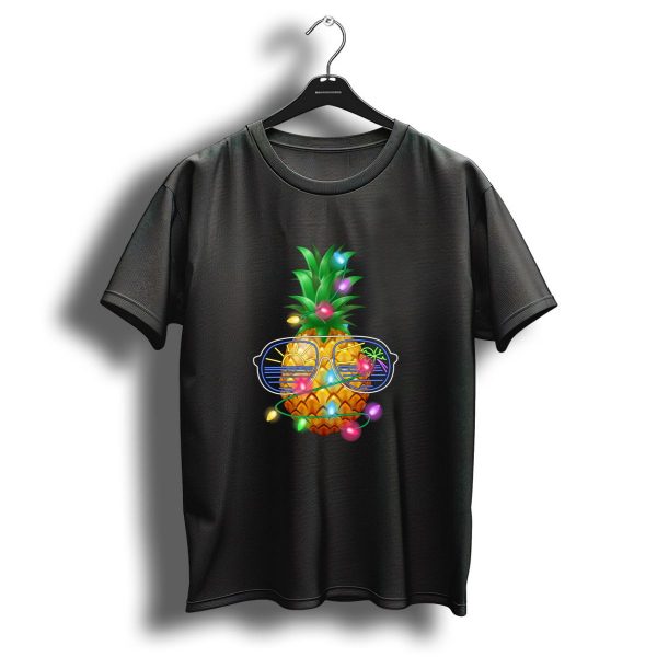 Hawaiian Pineapple With Sunglasses And Christmas Lights T Shirt 1 t shirt 1