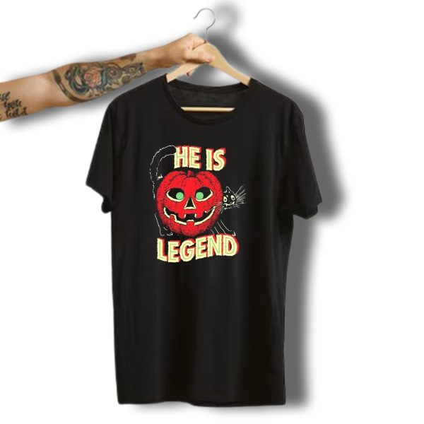 He Is Legend Halloween 2024 Black Cat Pumpkin T Shirt t shirt 1 1