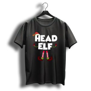 Head Elf Festive Christmas Hat And Striped Socks Holiday T-Shirt