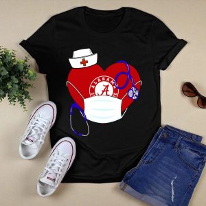 Heart Ala Alabama Crimson Tide Nurse Stethoscope Mask T Shirt