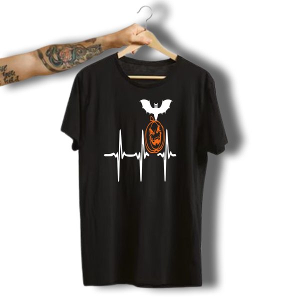 Heart Beat Halloween Pumpkin Bat T Shirt t shirt 1