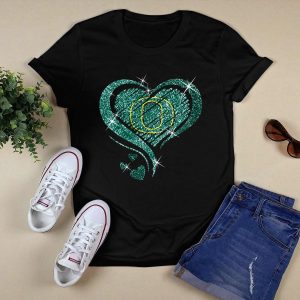 Heart Diamond Oregon Ducks Glitter Green Sparkle T-Shirt